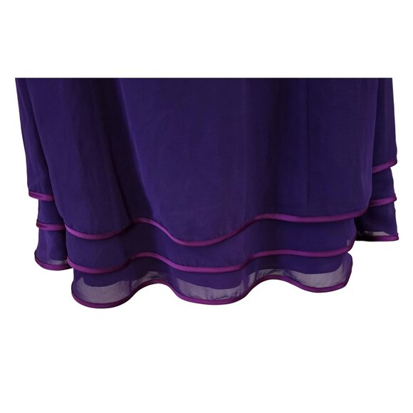 Purple Sleeveless Party Dress Layered Hem coquette whimsygoth elegant holiday - Picture 4 of 9